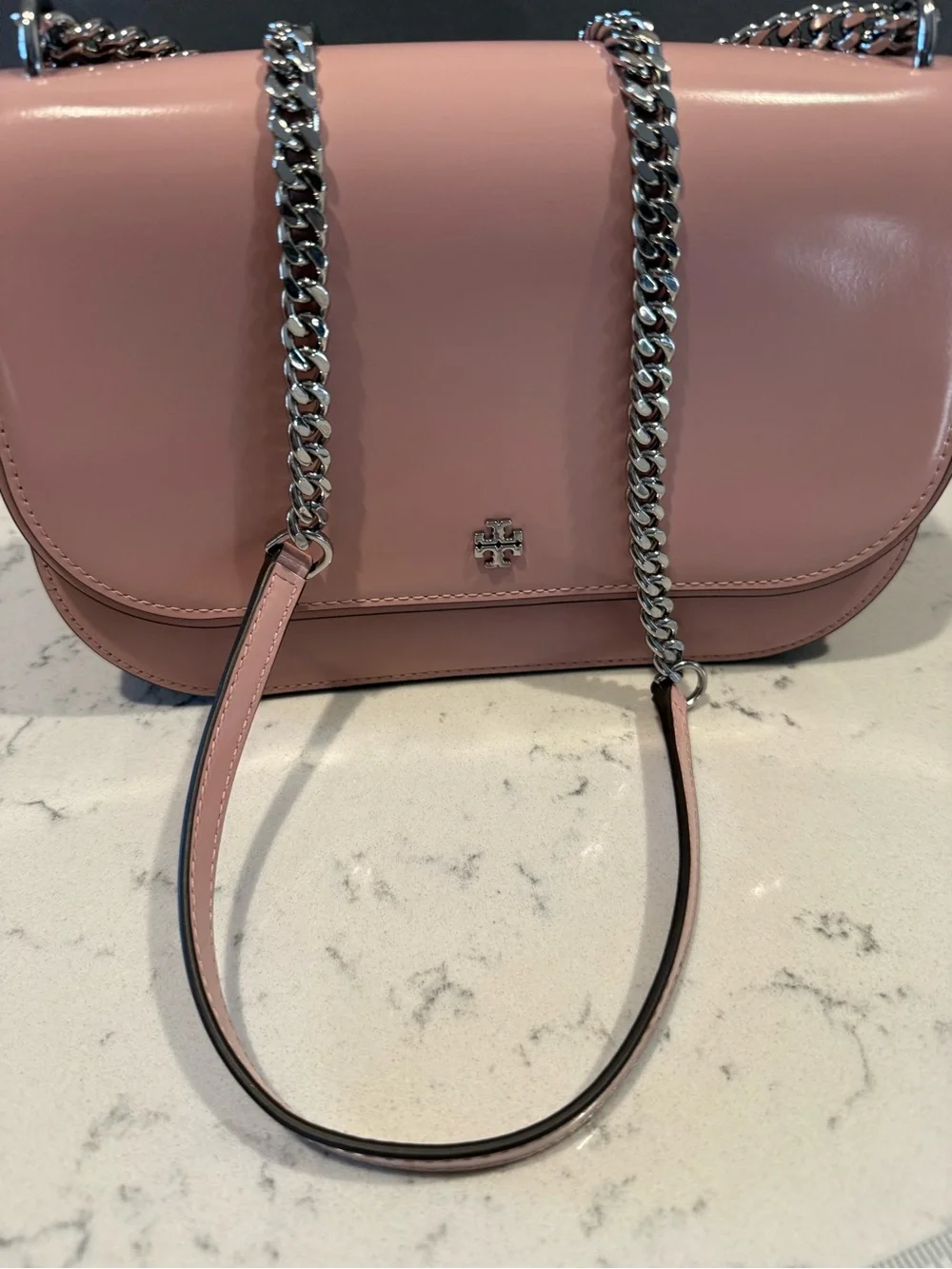Tory Burch Pale Pink Leather Chain Crossbody Bag